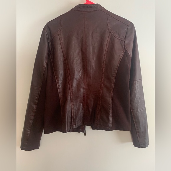 Burgundy Moto Jacket, Size L - Picture 2 of 5